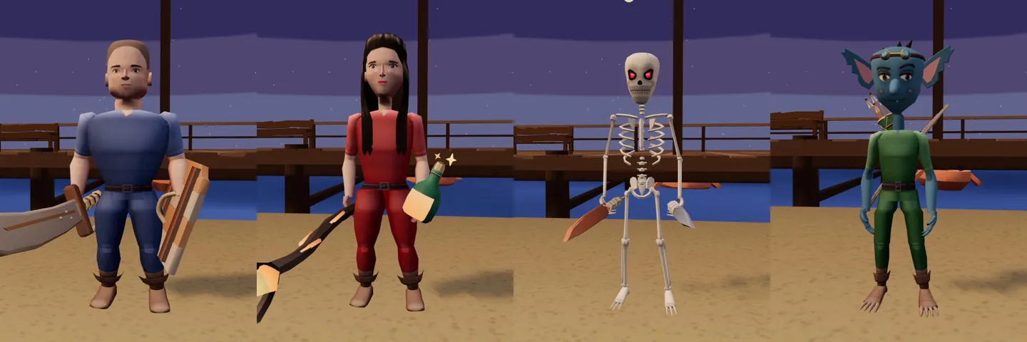 The Man, the Woman, the Skeleton and the Goblin
